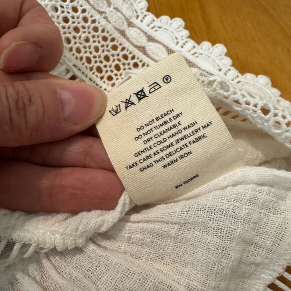 Spell and the Gypsy Abigail Mini Dress Womens SMALL Ivory White Lace Cotton Belt - Picture 10 of 14